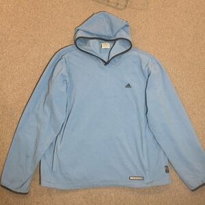 Adidas Fleece Pullover Men’s Size Large Light Blue Black Trim Y2K Logo Winter